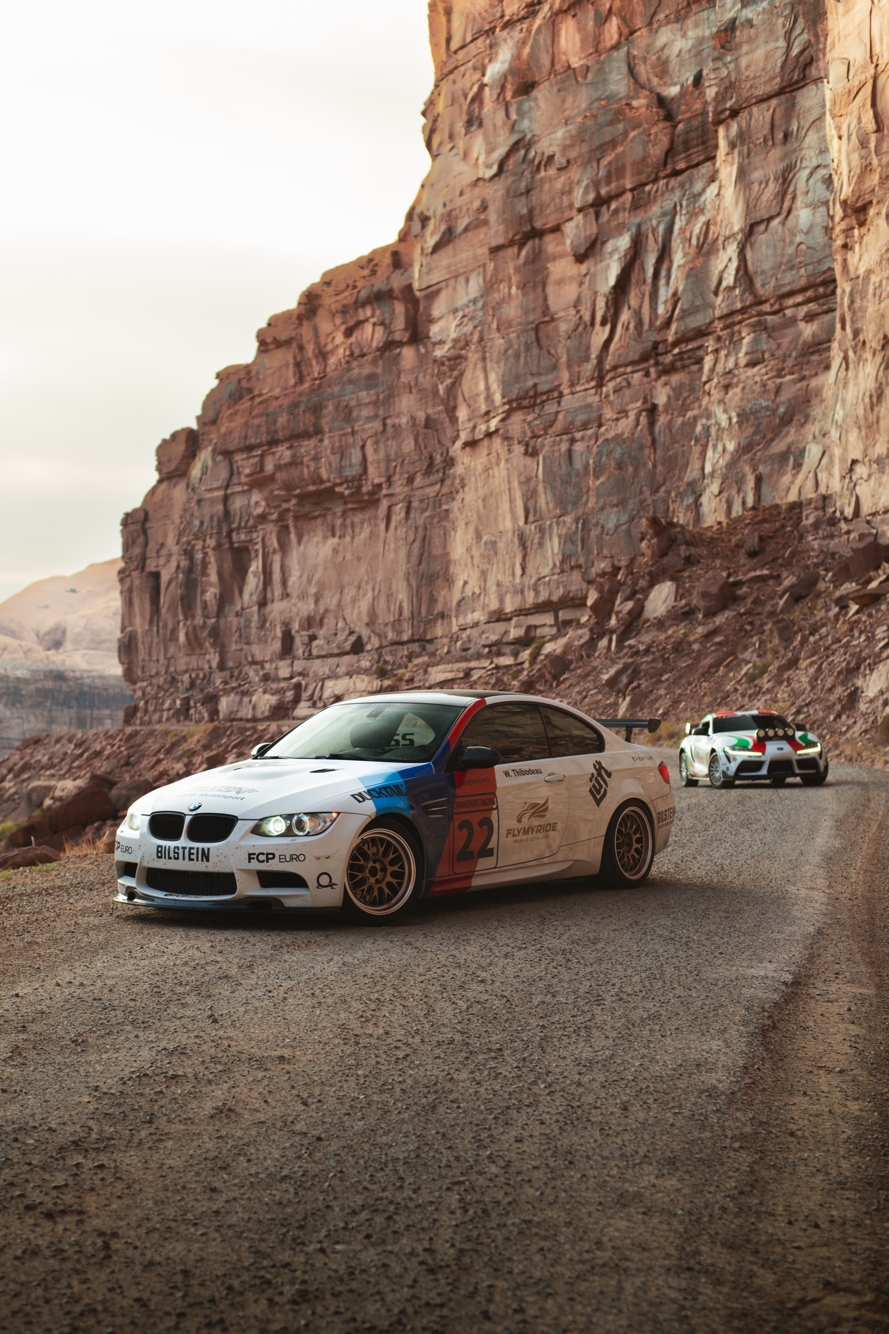 Will's 2013 BMW M3 Competition wearing rally livery on a mountain road